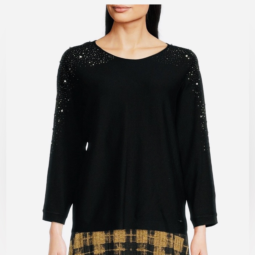 Calvin Klein Women’s Black Knit Sweater Embellished Large NWT